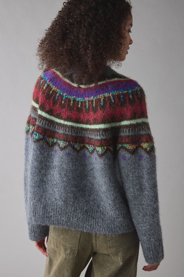 BDG Becca Fairisle Brushed Knit Oversized Cardigan #3