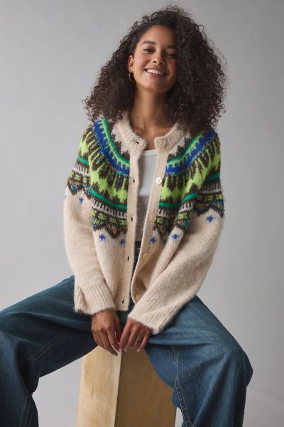 BDG Becca Fair Isle Brushed Knit Oversized Cardigan Product Page