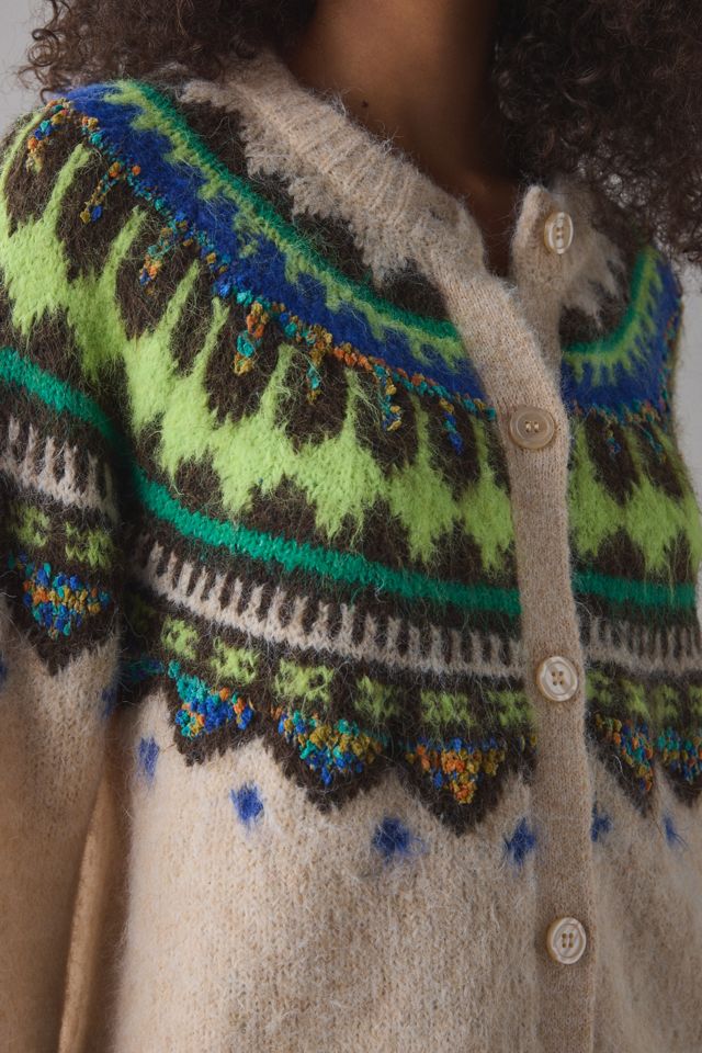 BDG Becca Fair Isle Brushed Knit Oversized Cardigan #1