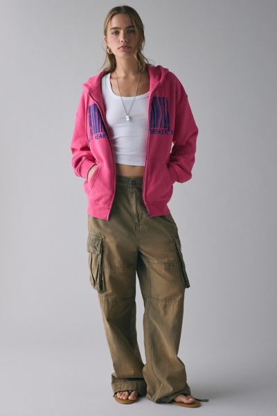 BDG Dusty Heart Breaker Barcode Graphic Oversized Zip-Up Hoodie Sweatshirt
