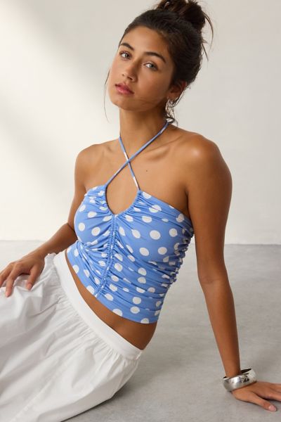 Haut tube convertible noué et froncé Mila Kimchi Blue