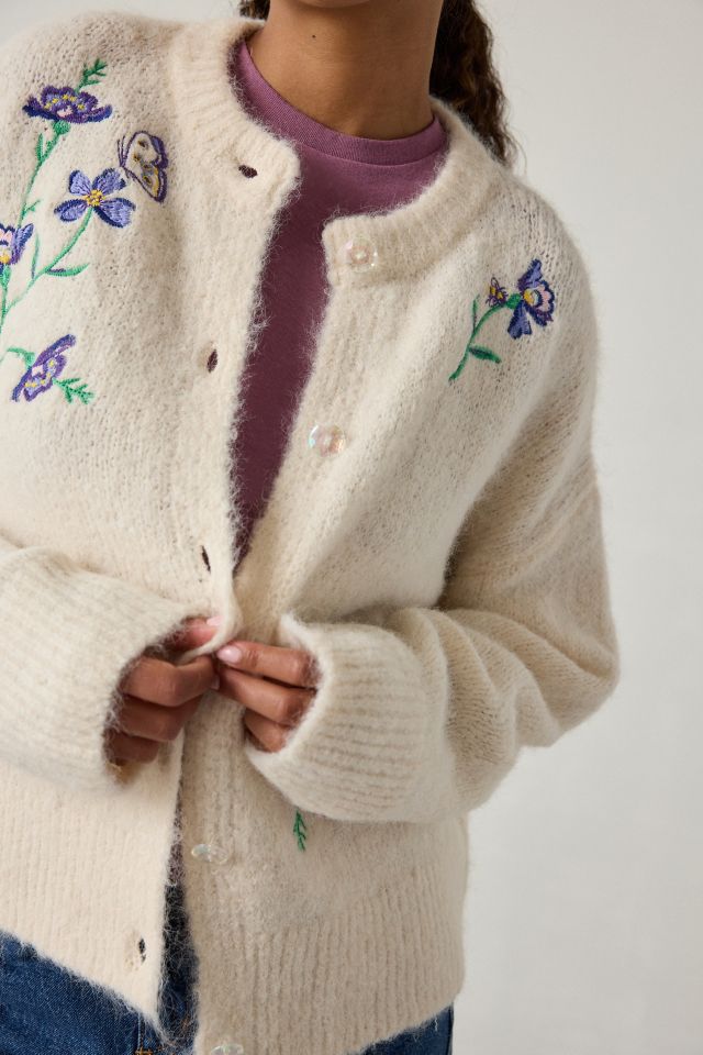 BDG Becca Embroidered Brushed Knit Oversized Cardigan #2