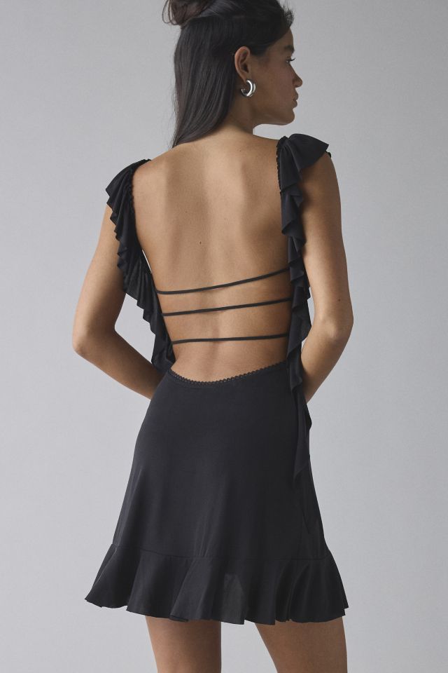 Kimchi Blue Callie Crochet Plunge Open Back Mini Dress