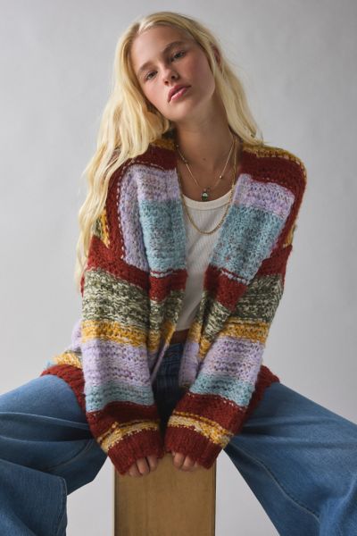 BDG Mckenzie Striped Knit Oversized Cardigan