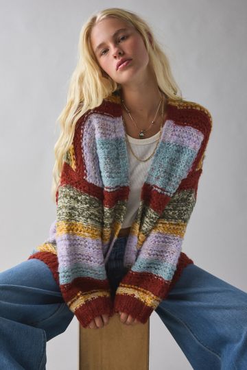 BDG Mckenzie Striped Knit Oversized Cardigan