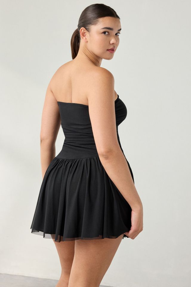 UO Modern Mesh Basque Waist Strapless Mini Dress #1