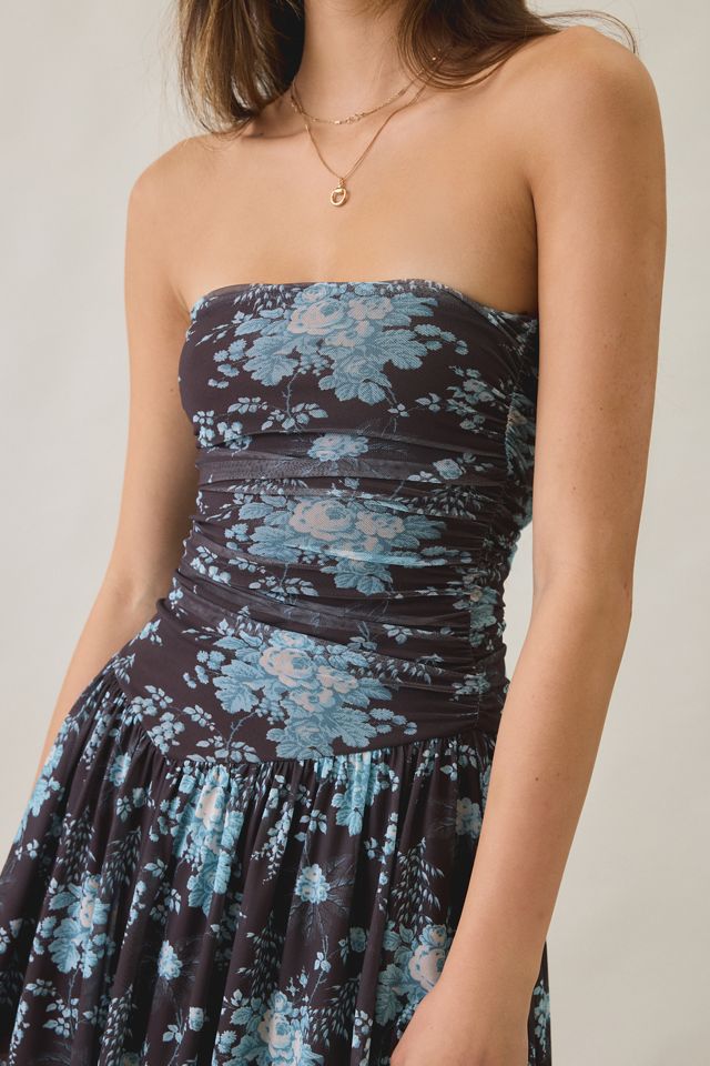 UO Modern Mesh Basque Waist Strapless Mini Dress #2
