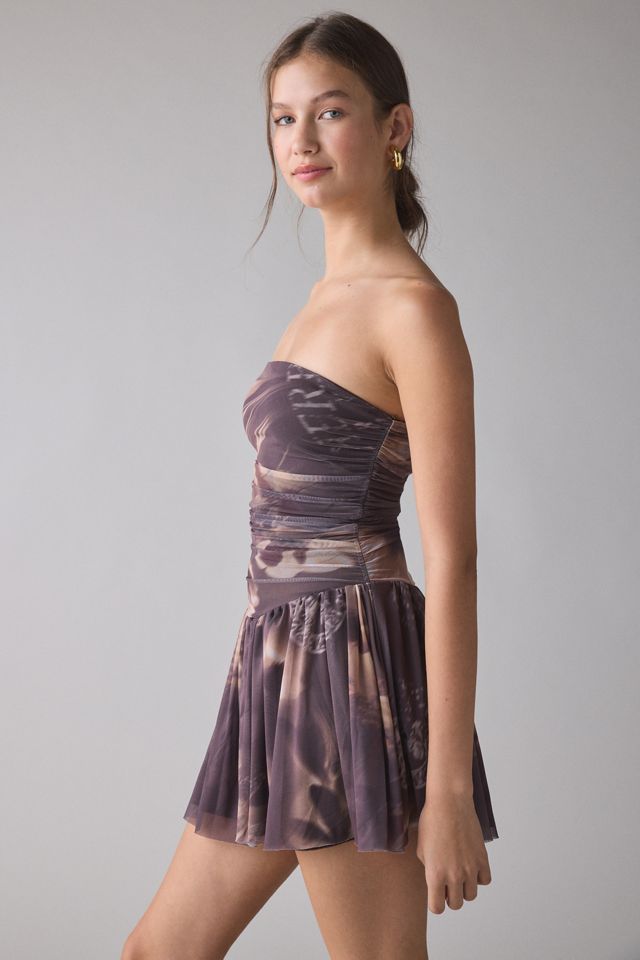 UO Modern Mesh Basque Waist Strapless Mini Dress #1