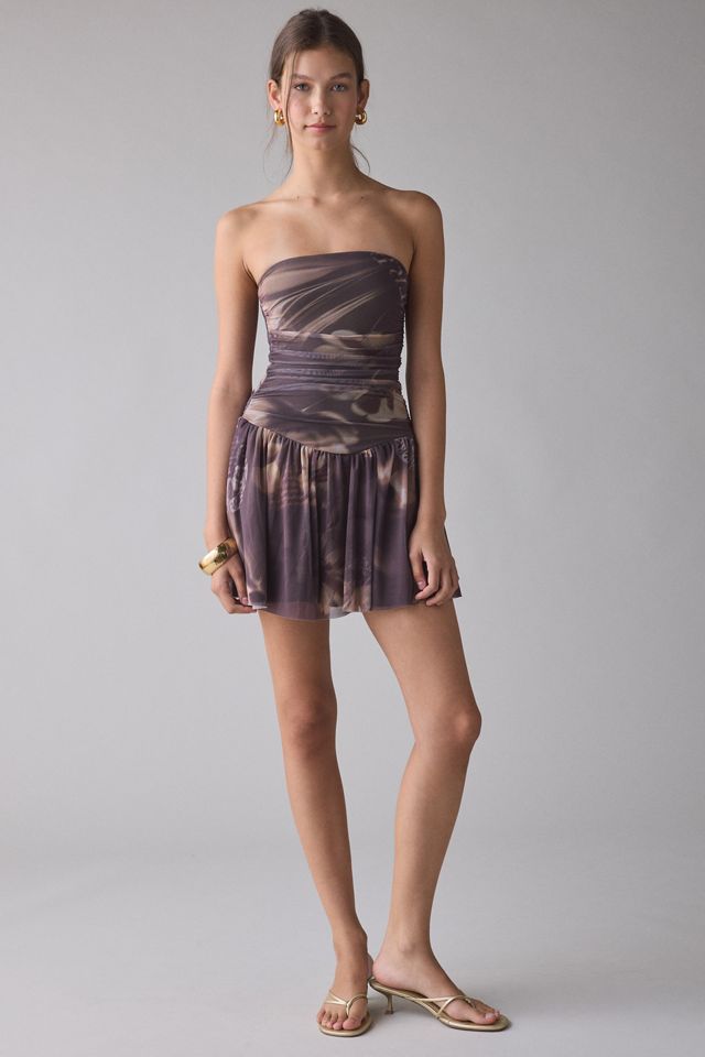 UO Modern Mesh Basque Waist Strapless Mini Dress #3