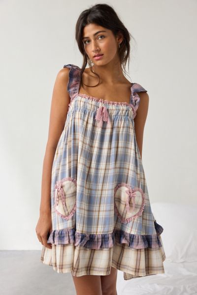 Urban Outfitters Out From Under Hearts Desire Plaid Lounge Dress In Assorted, Women's At  In Multi