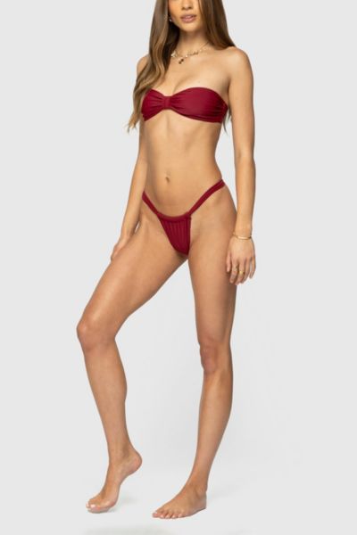 Edikted Anais Bandeau Bikini Top In Burgundy, Women's At Urban Outfitters