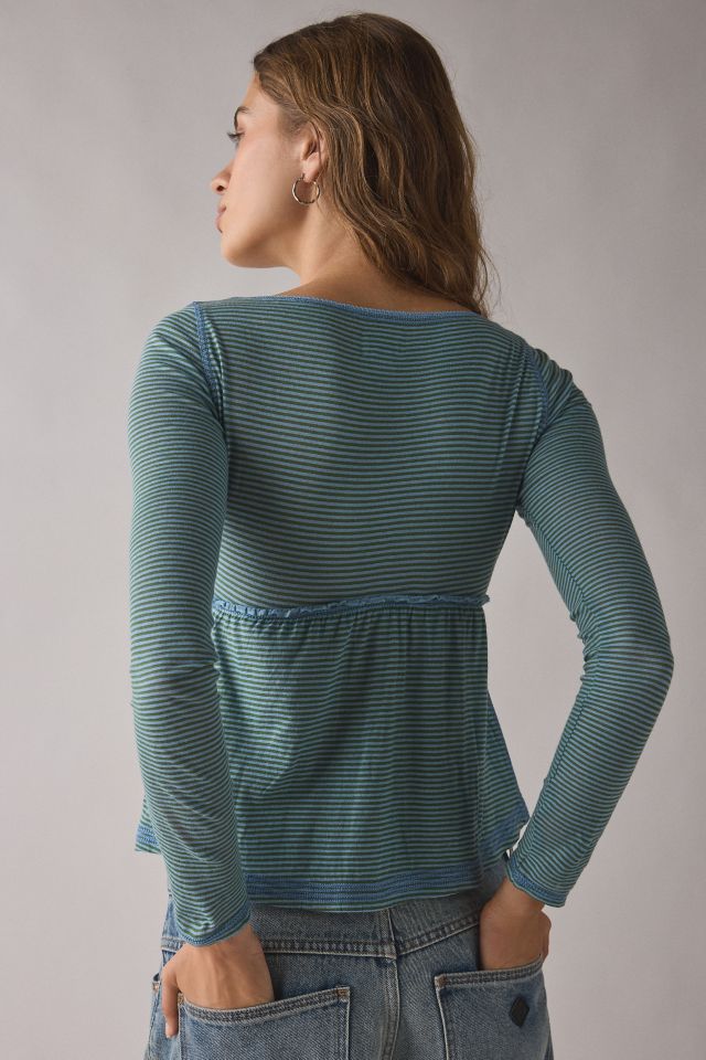BDG Brittney Long Sleeve Henley Babydoll Top #1