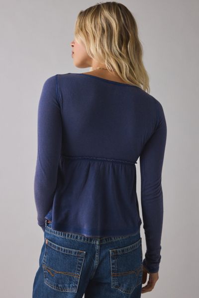 BDG Brittney Long Sleeve Henley Babydoll Top