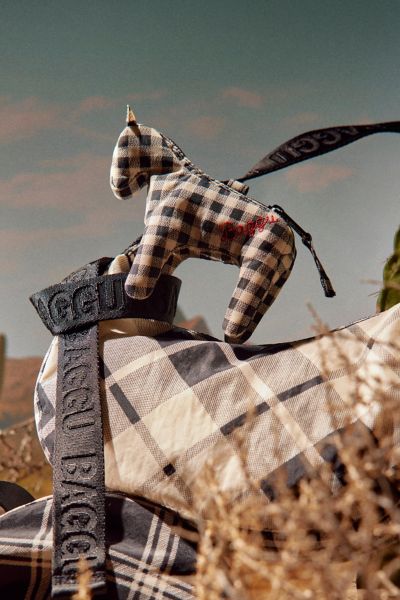 Baggu Horse Bag Charm In Black/white Gingham At Urban Outfitters In Brown