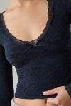 Out From Under Bella Seamless Knit Lace Trim Long Sleeve Tee