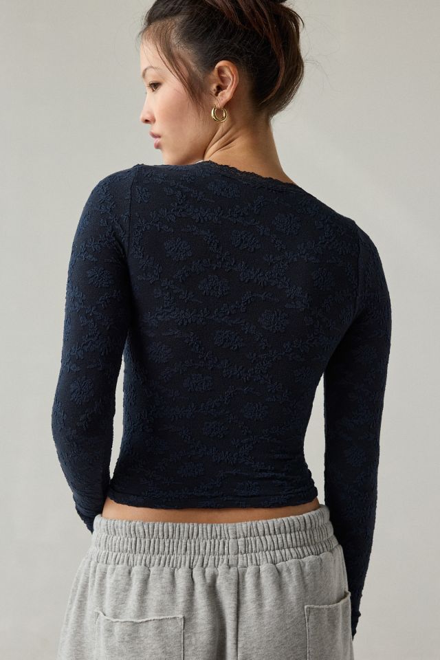 Out From Under Bella Seamless Knit Lace Trim Long Sleeve Tee #2
