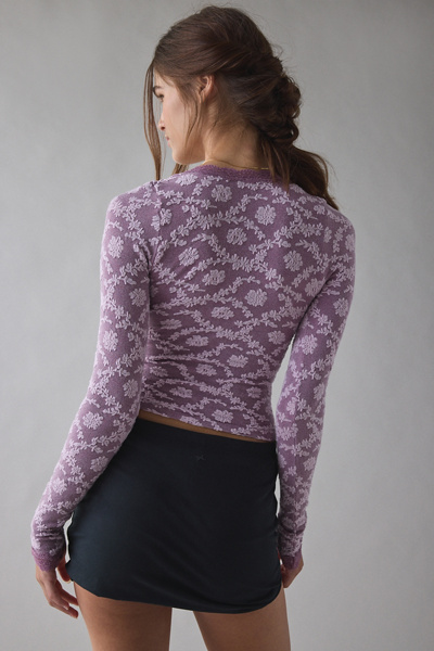 Out From Under Bella Seamless Knit Lace Trim Long Sleeve Tee
