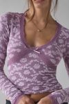 Out From Under Bella Seamless Knit Lace Trim Long Sleeve Tee