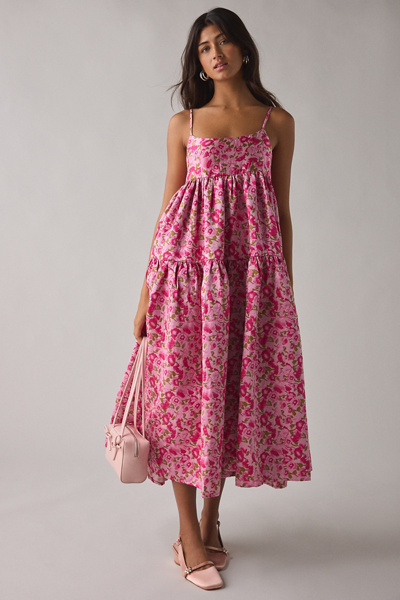 Sister Jane Primavera Jacquard Tiered Babydoll Midi Dress | Urban