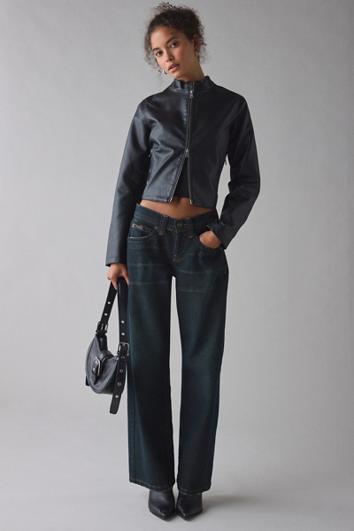UO Katrina Faux Leather Cropped Moto Jacket | Urban Outfitters