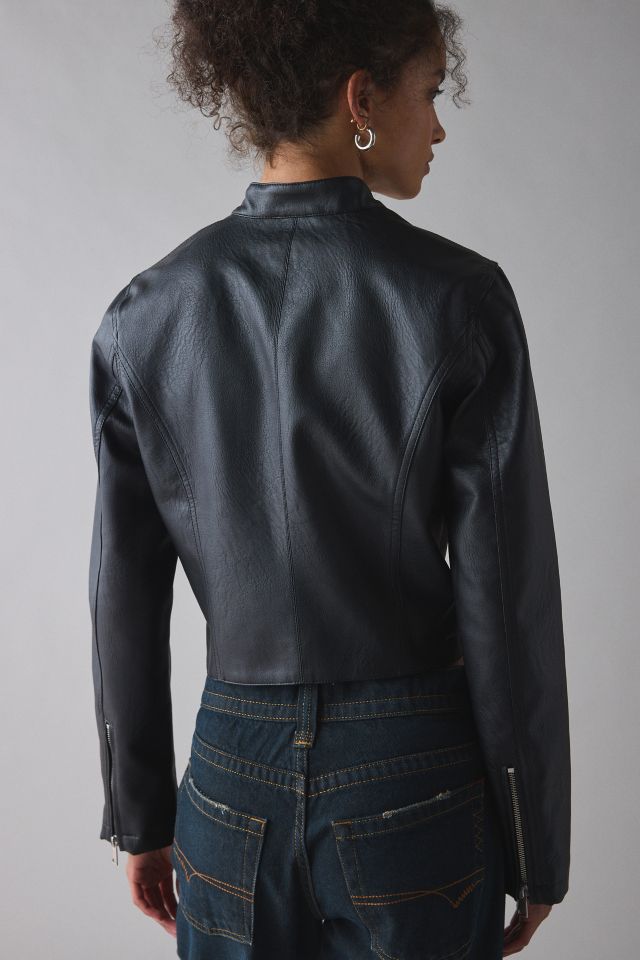 UO Katrina Faux Leather Cropped Moto Jacket #3