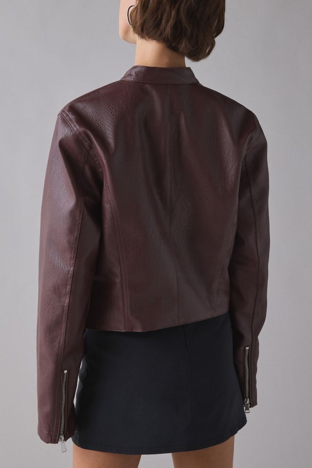 UO Katrina Faux Leather Cropped Moto Jacket #3