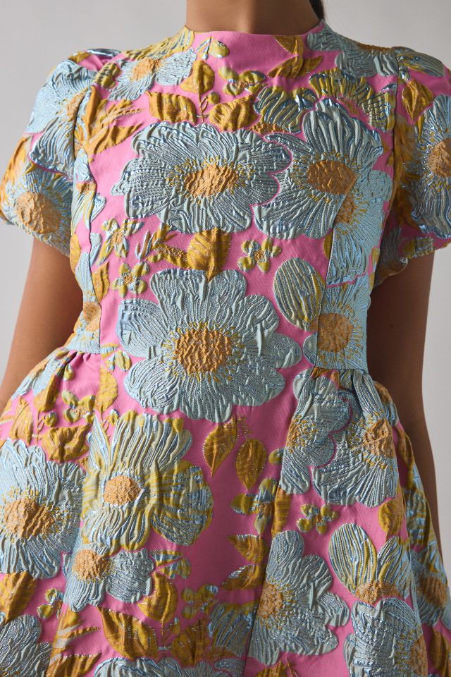 Sister Jane Alegria Floral Jacquard Puff Sleeve Babydoll Mini Dress #1