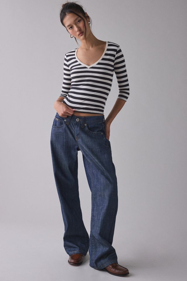 BDG Vee Neck 3/4 Sleeve Spill The Tee
