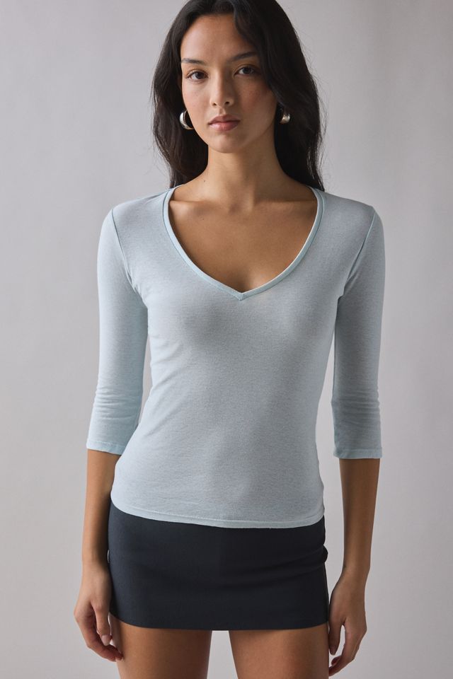 BDG V-Neck 3/4 Sleeve Spill The Tee #1