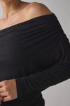 UO Elena Long Sleeve Ruched Off-The-Shoulder Top