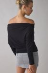 UO Elena Long Sleeve Ruched Off-The-Shoulder Top