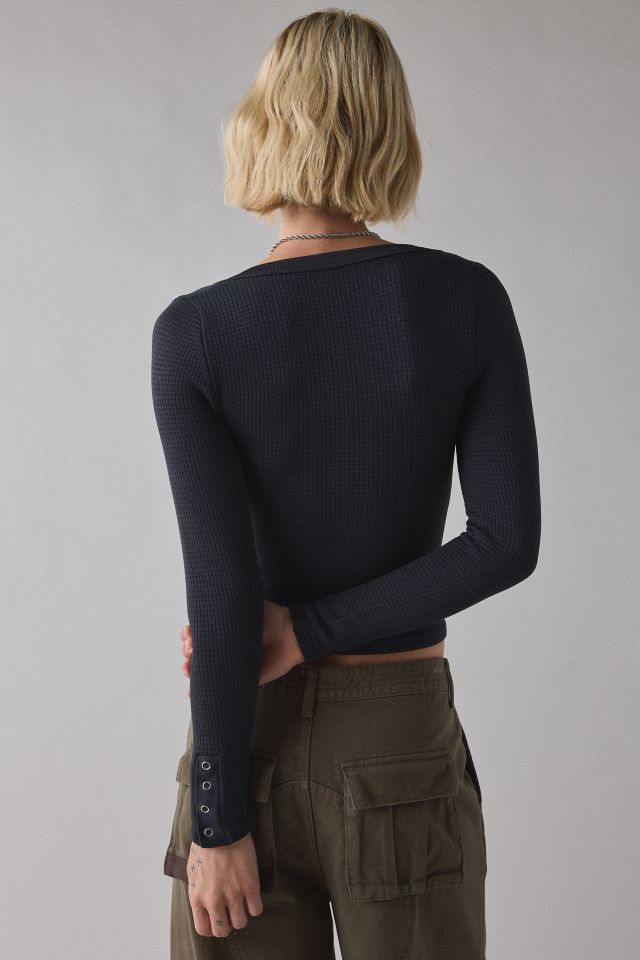 Out From Under Tripp Waffle Knit Long Sleeve Henley Top #1