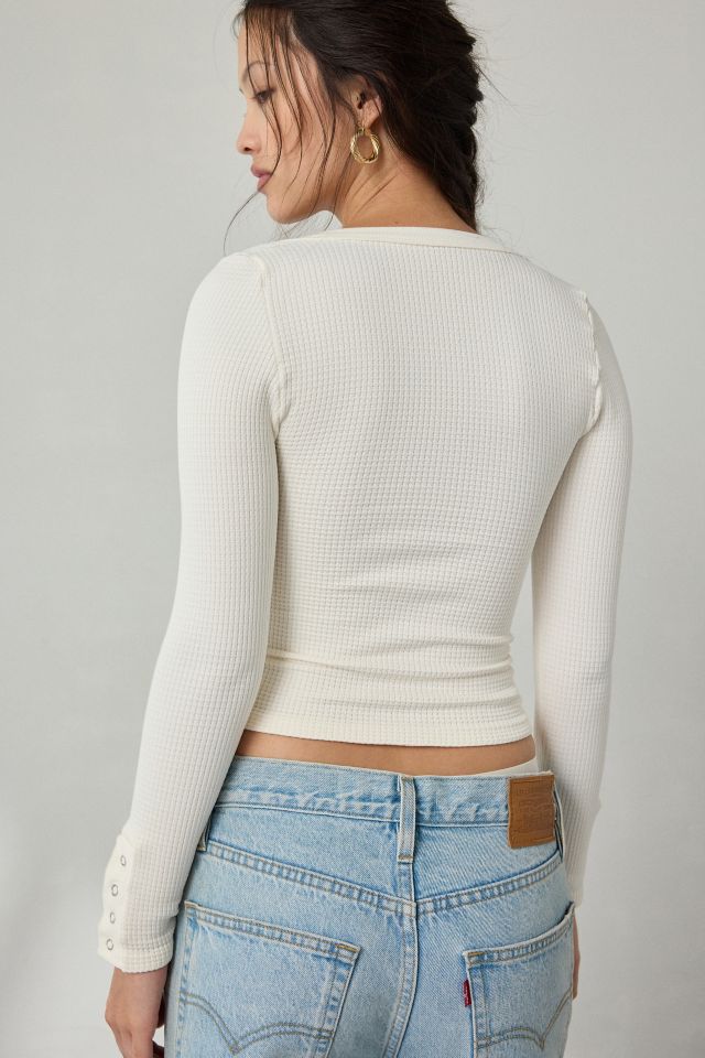 Out From Under Tripp Waffle Knit Long Sleeve Henley Top #4
