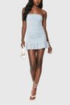 UO Mira Strapless Tie-Back Bow Satin Slip Mini Dress