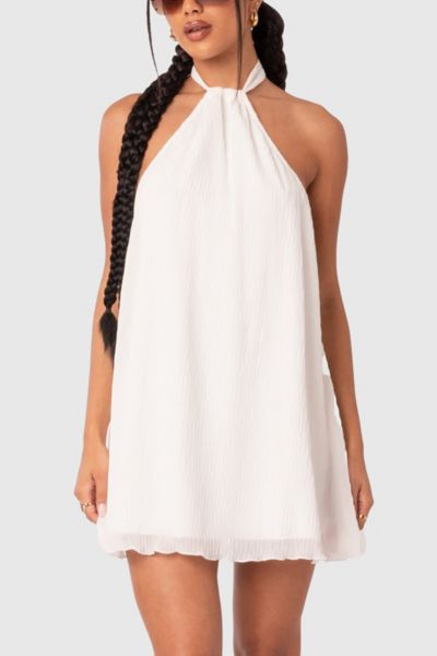 Edikted Palma Open Back Halter Mini Dress In White, Women's At Urban Outfitters