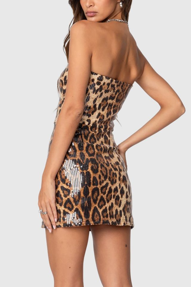 Edikted Sequin Leopard Printed Mini Dress #4