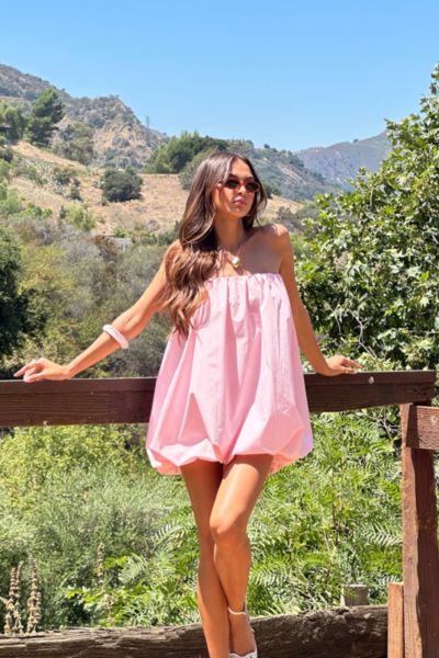 Edikted Met Strapless Bubble Mini Dress In Light/pink, Women's At Urban Outfitters