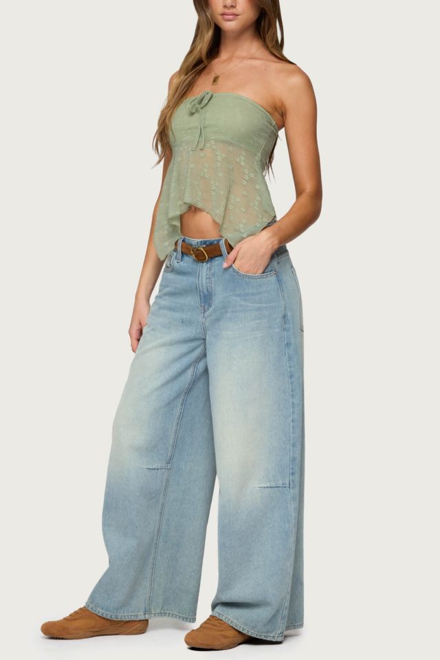 Edikted Embroidered Sheer Strapless Top #1
