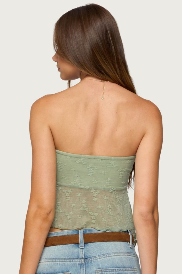Edikted Embroidered Sheer Strapless Top #4