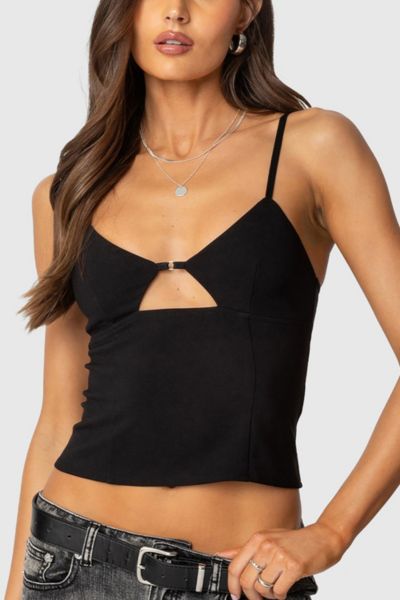 Edikted Liana Cut Out Tank Top In Black, Women's At Urban Outfitters