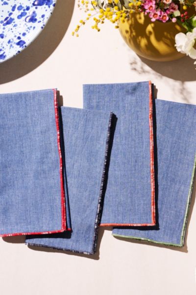 ATELIER SAUCIER NAPKIN SET IN BEACH BALL: CHAMBRAY LINEN AT URBAN OUTFITTERS 