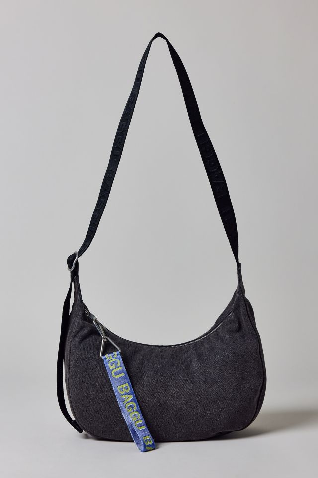 BAGGU Medium Denim Crescent Bag #1