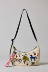 BAGGU Embroidered Painted Prairie Medium Nylon Crescent Bag