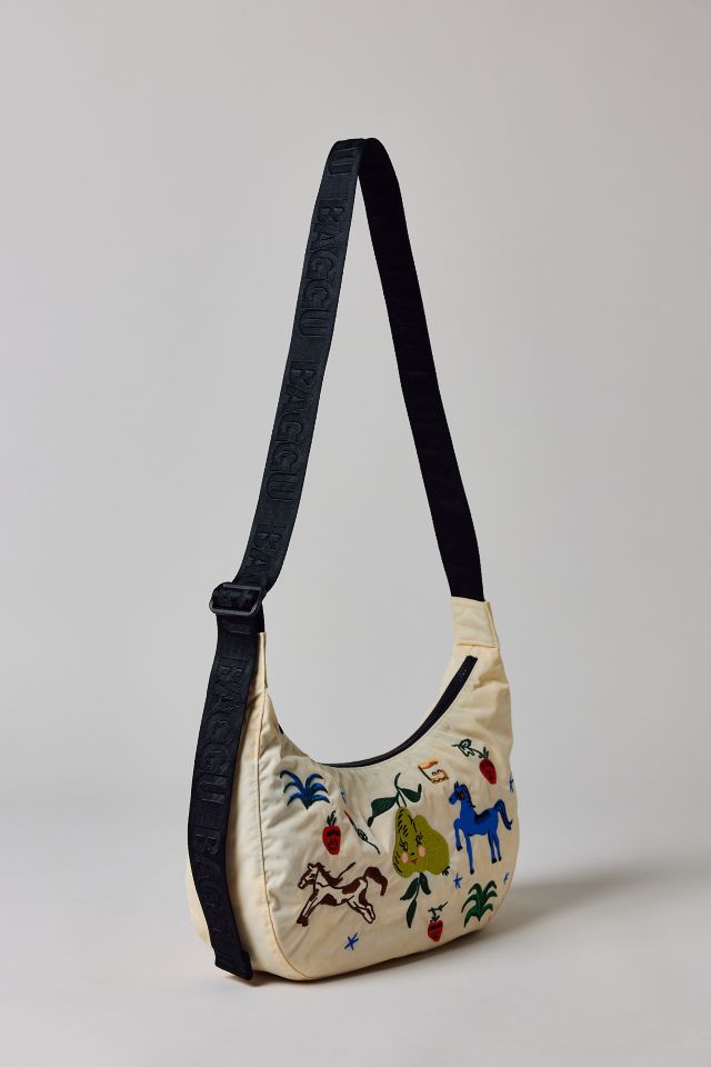 BAGGU Embroidered Painted Prairie Medium Nylon Crescent Bag #2