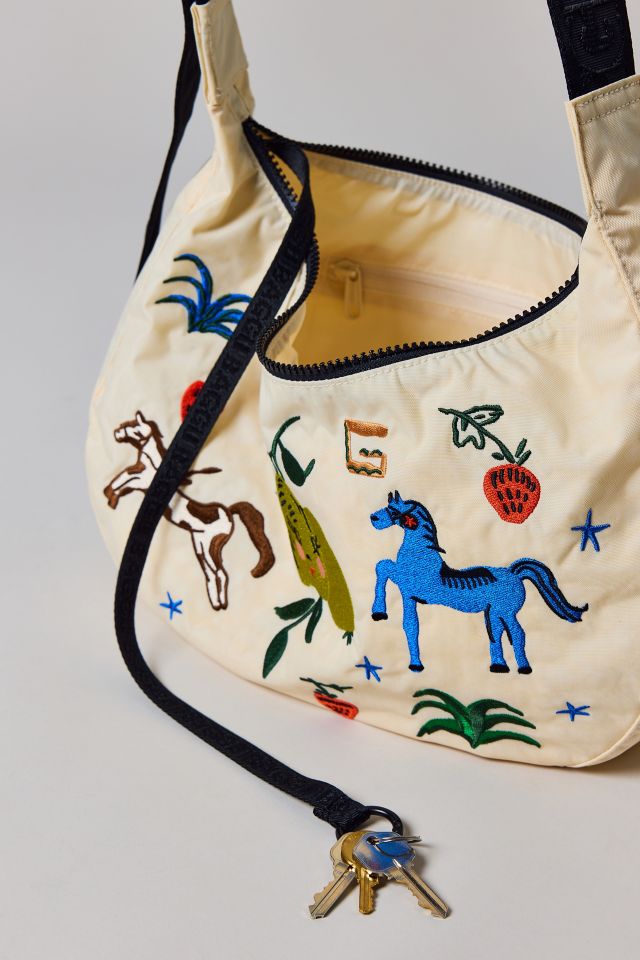 BAGGU Embroidered Painted Prairie Medium Nylon Crescent Bag #4