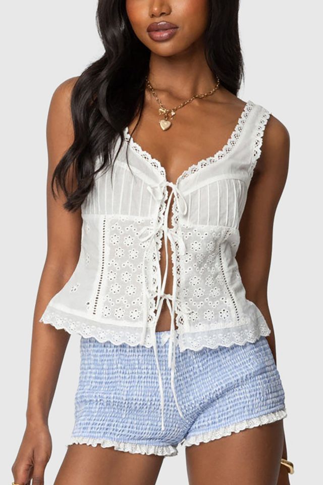 Edikted Fiore Eyelet Tie Front Top #3