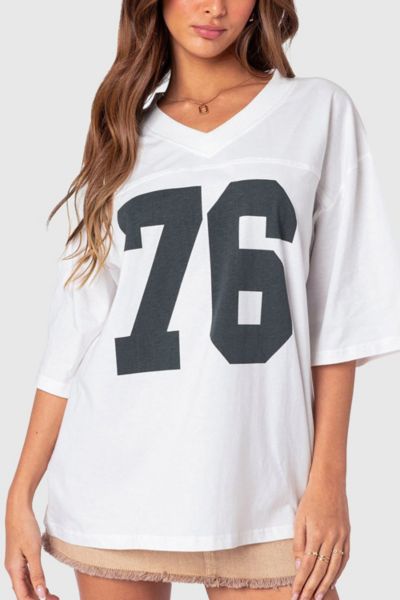 Edikted 76 Oversized T-shirt Top In White, Women's At Urban Outfitters