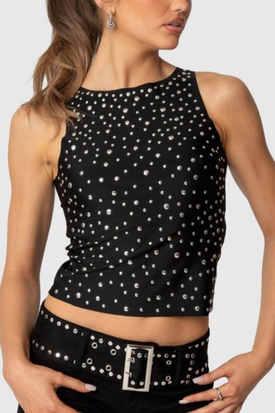 Edikted Alexandra Studded Top In Black, Women's At Urban Outfitters