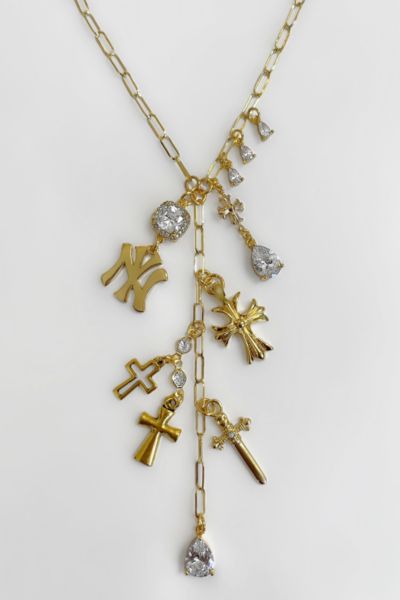 Five Fourty Nine Amata Gold Charm Lariat Necklace