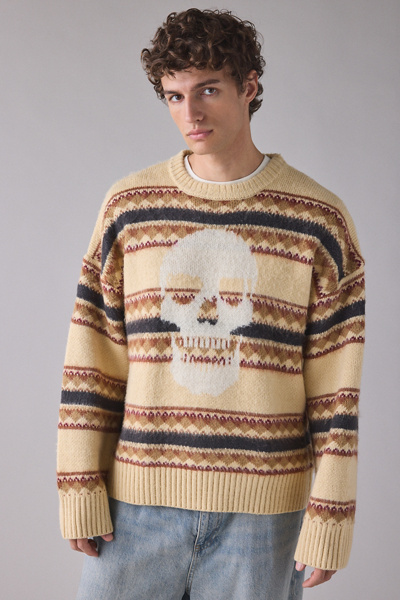 The Ragged Priest Fairisle Knit Crew Neck Sweater In Neutral, Men's At Urban Outfitters In Multi